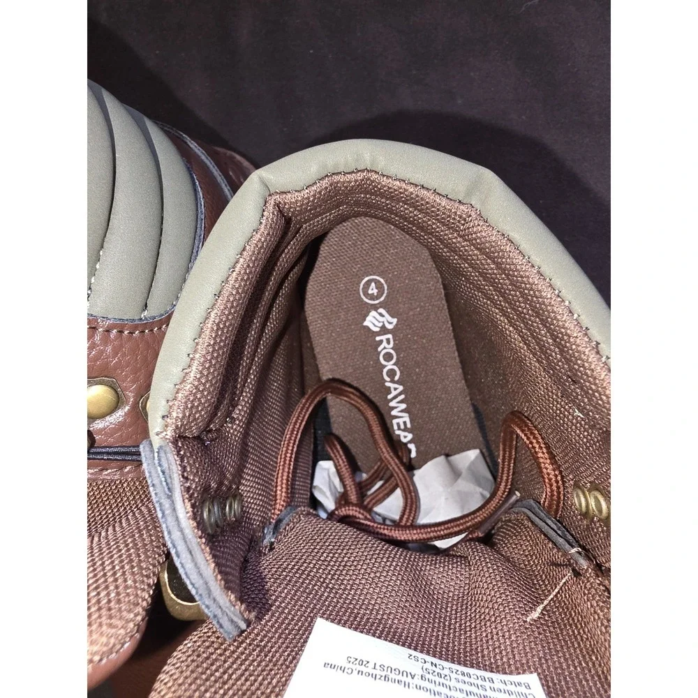 Work Boots Kids Size 4 Rocawear Cadet Brown Olive BBCADET